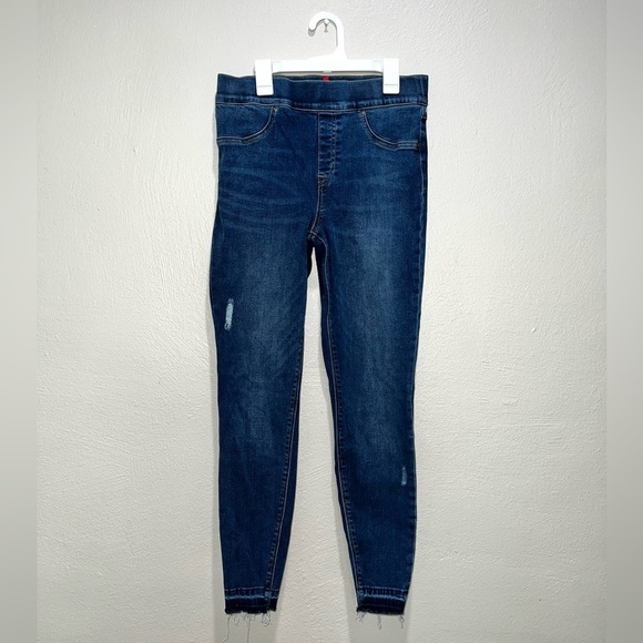 Spanx Pull On Denim High Rise Distressed Jeggings Jeans - Picture 1 of 9